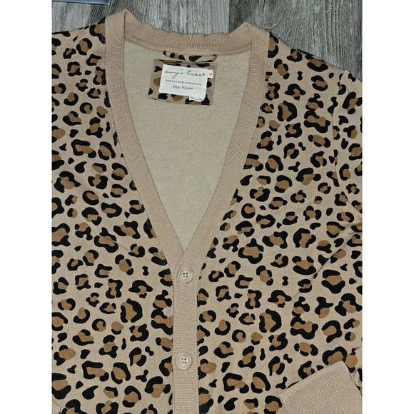 Evy's Tree Vivie Cardigan Leopard Animal Print Sweater VNeck Button Sweatshirt L - Picture 5 of 12